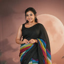 Black With Multi Colour Mul Mul Cotton Sarees