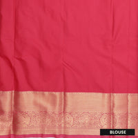 Rust Orange with  Pink Border Floral Motifs Soft Silk Saree