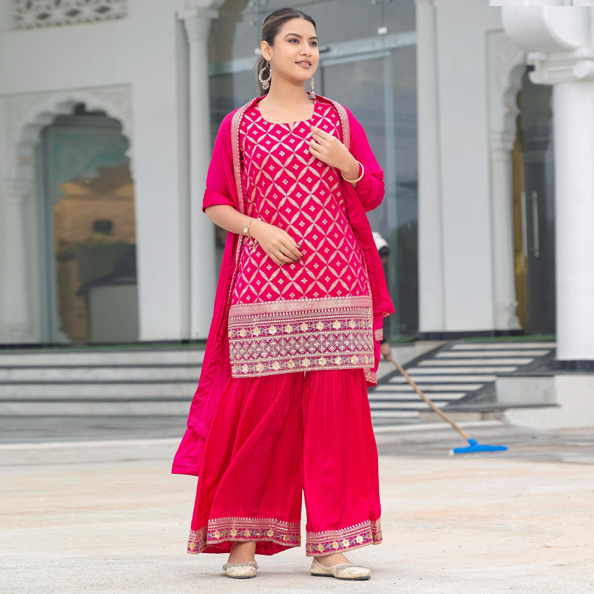 Pink Ladies Branded Readymade Sharara Set