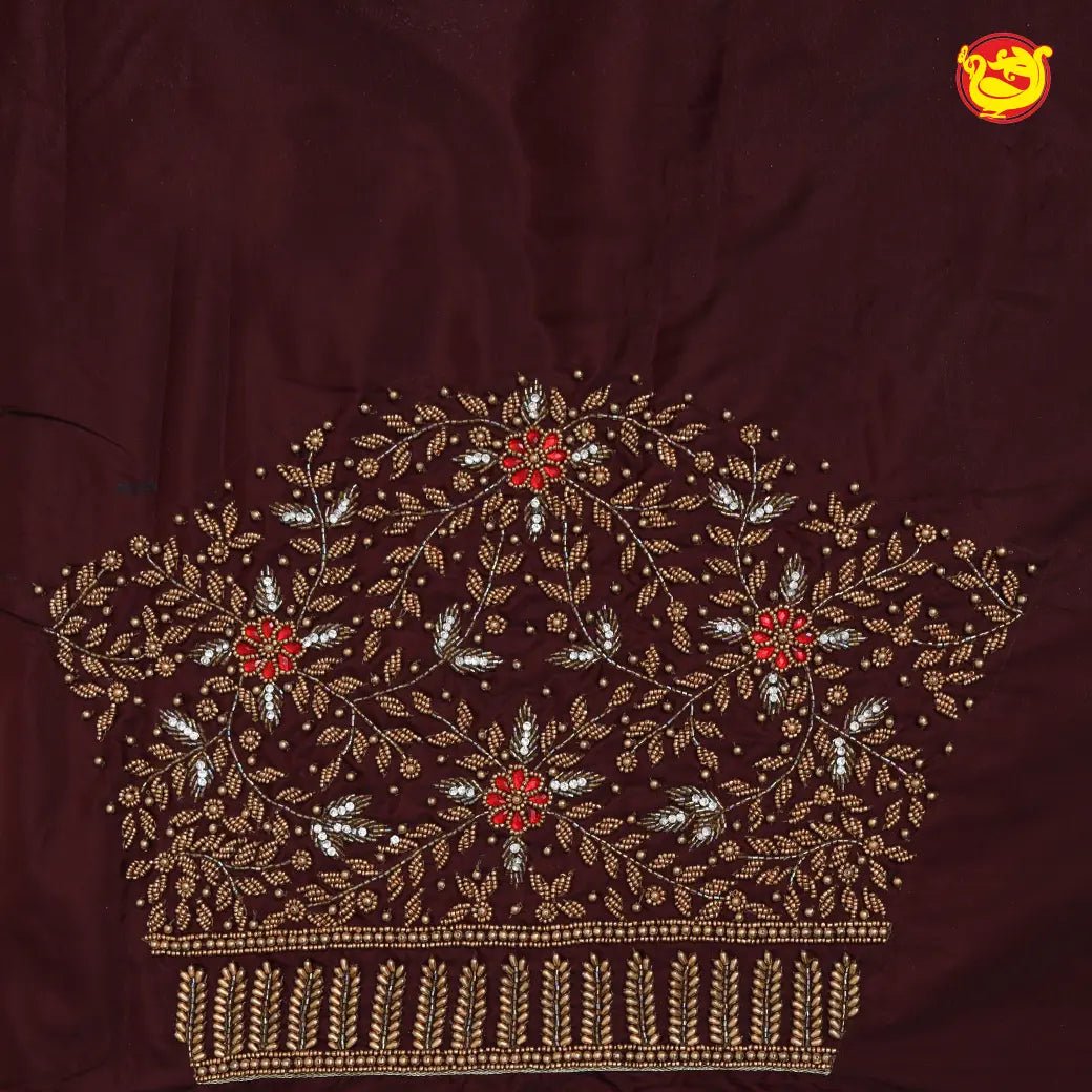 Maroon Bridal Aariwork Blouse - Thenianantham