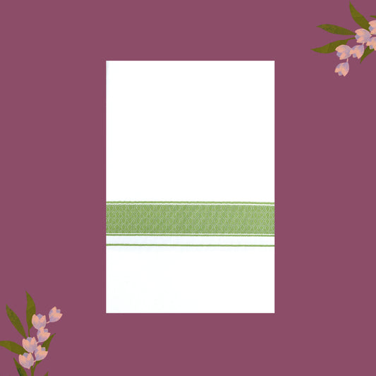 White with Green Border Single Layer Cotton Men’s Dhoti