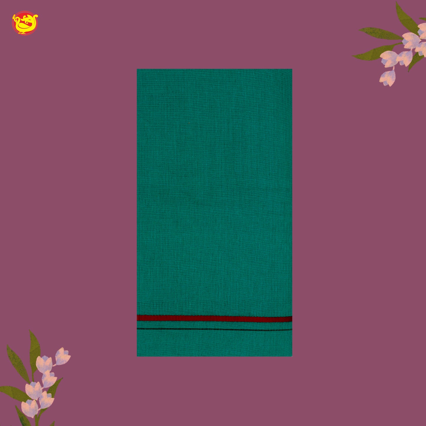 Green With Red Border   Men’s Temple Wear Dhotis