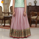 Mint Green With Pink  Girls Branded Readymade Pattu Pavadai