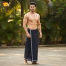 Navy Blue -Men’s Plain Cotton Lungi – Soft & Comfortable
