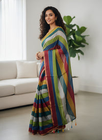 Multi Colour Mul Mul Cotton Sarees