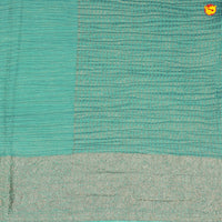 Pastel blue Stripes Design Tissue Crush Designer Saree with Readymade Designer HandWork Blouse - Thenianantham