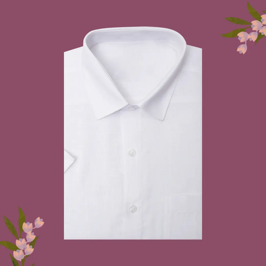 White Cotton Readymade Shirt for Men