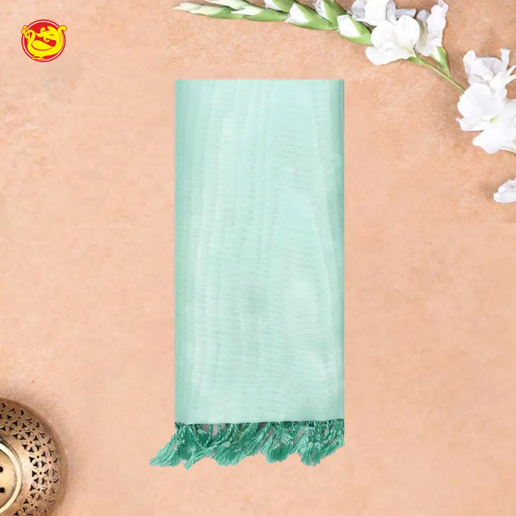 Mint Green Tissue Semi Silk Saree