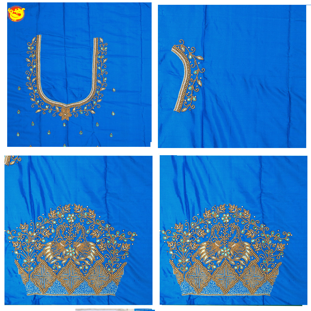 Royal Blue Bridal Aariwork Blouse