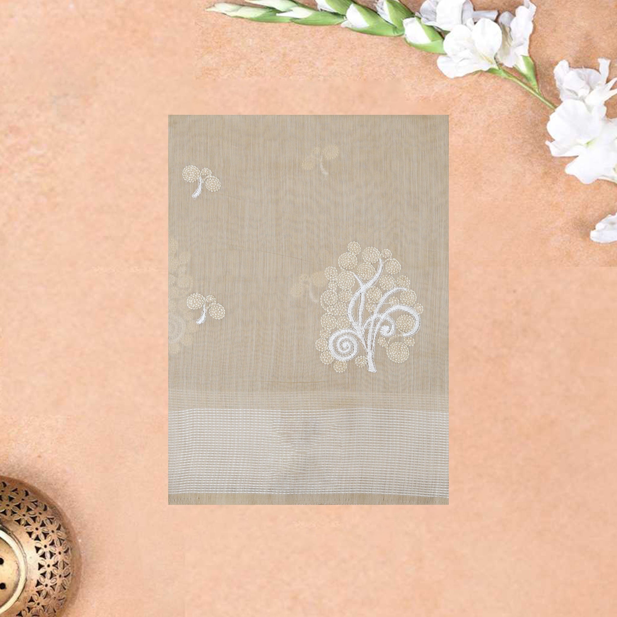 Sandal Color Linen Cotton Saree