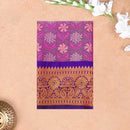Magenta With Purple Border Floral Design Traditional  Pattu Pavadai Material