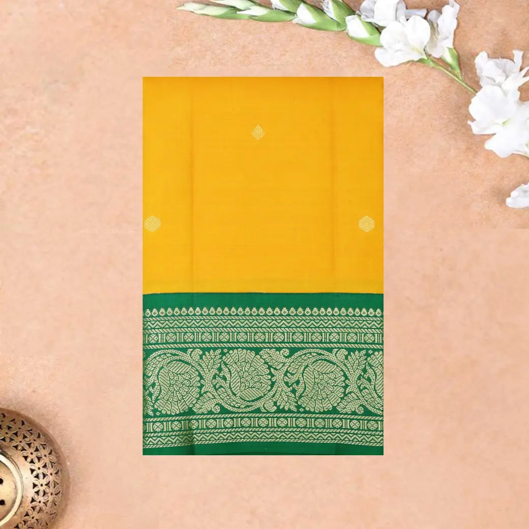 Mango Yellow with Green hamsam silk saree
