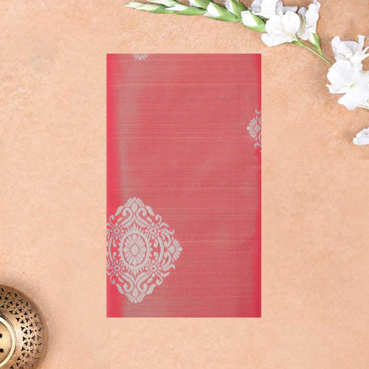peach and sea green Tissue Silk Saree