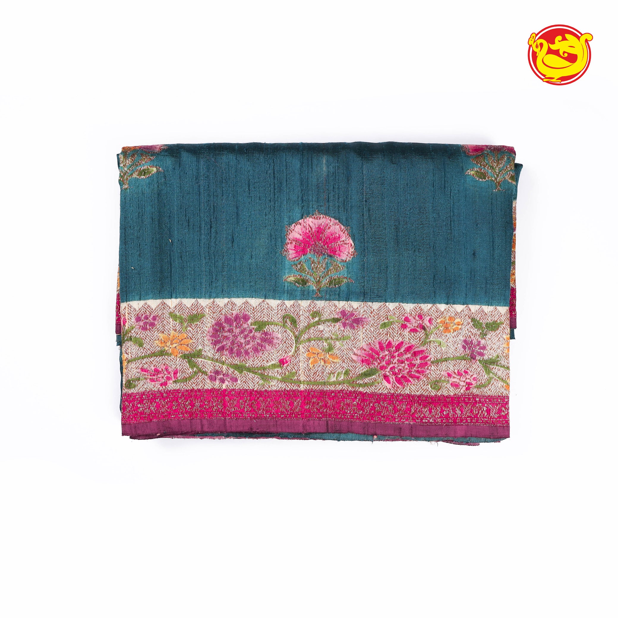 Pure banarasi khadi tussar saree with floral colour block motifs