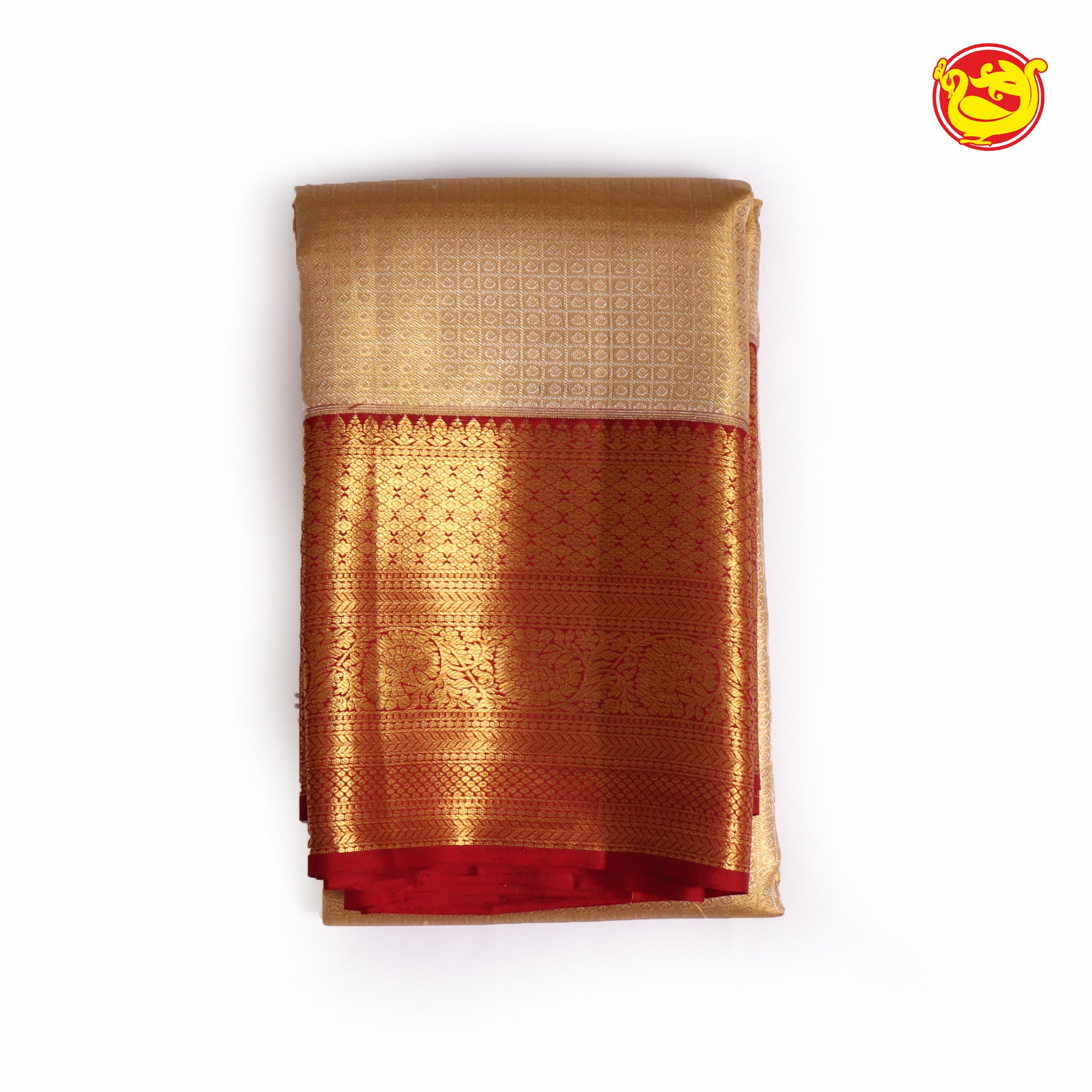 Gold with maroon wedding silk saree