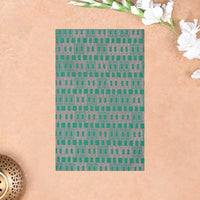 Green with Coral Red Soft Silk