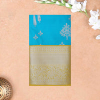 Blue with Lime Yellow Soft Silk Saree