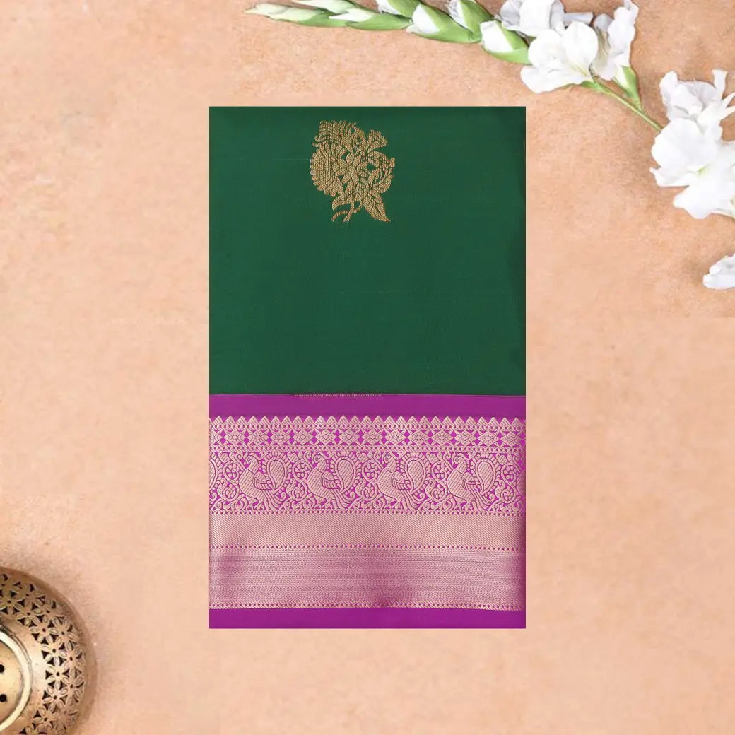 Green and Magenta Soft Silk Saree