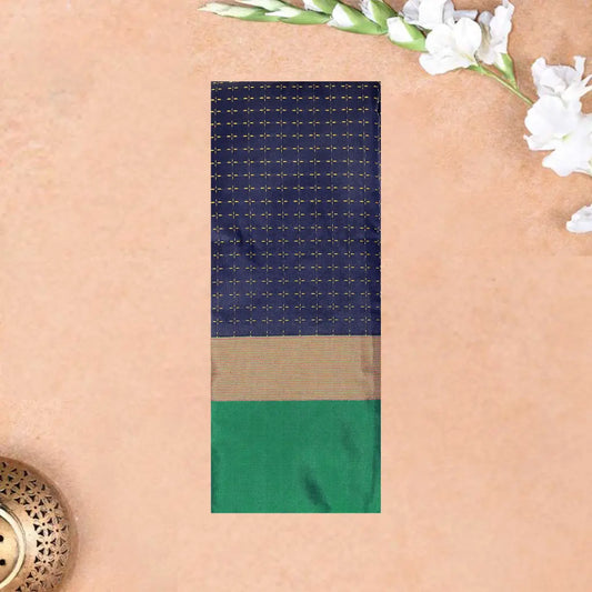 Navy Blue With  Green Border Arani Silk Saree