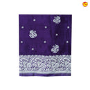 Dark Purple With Floral Motifs Silver Zari Khadi Banarasi Silk Saree - Thenianantham