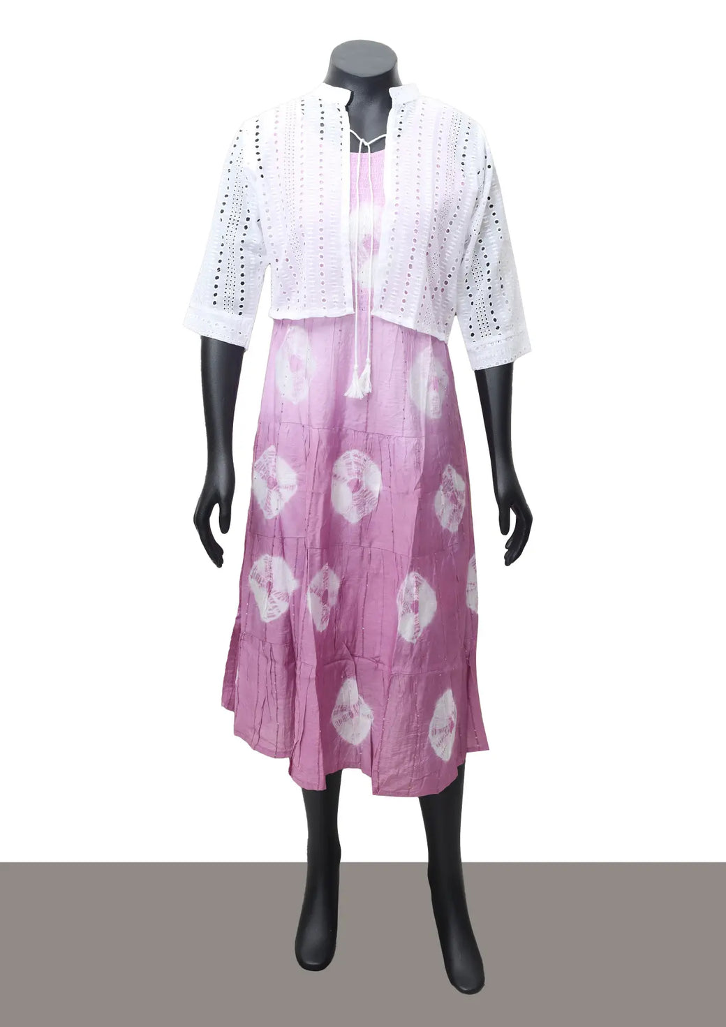 Lavender with white Printed Ladies Branded Readymade Long Top