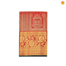 Crimson Red Jacquard Gold Zari Floral Design Pure Kanjivaram Subhalaya Wedding Silk Saree - Thenianantham