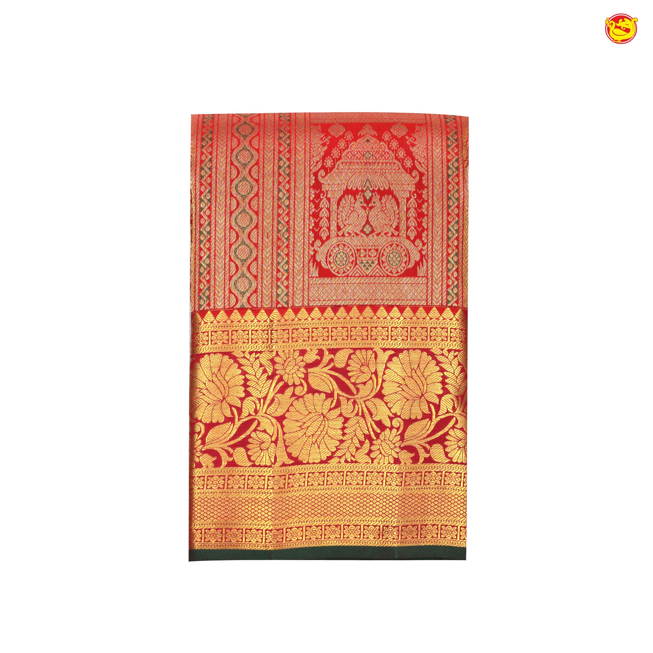 Crimson Red Jacquard Gold Zari Floral Design Pure Kanjivaram Subhalaya Wedding Silk Saree