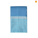 Cobalt Blue With Checked Motifs and Stripes Border Copper Zari Yuvana Pure Soft Silk Saree