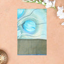 Pure Tussar Silk Saree Aegean Blue and Gold Border With Floral Design and Painted Prints and Zari Woven Border