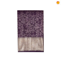 Dark Purple With Floral Motifs Gold Zari Border Pure Kanjivaram Wedding Silk Saree - Thenianantham