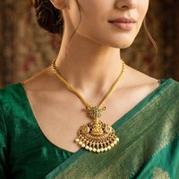 Antique Lakshmi God Design With Ad Stone Necklace