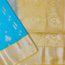 Blue with Lime Yellow Soft Silk Saree