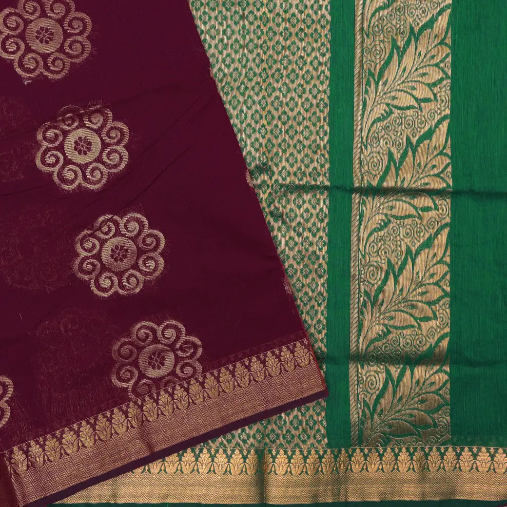 Purple With Green Blue Kalyani Cotton Saree