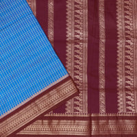 Sky Blue With Maroon Premium Quality Kalyani Cotton Saree