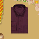 Maroon With White Readymade Shirt And Matching Border Dhoti Set for Men