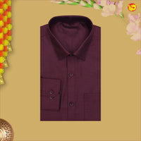 Maroon With White Readymade Shirt And Matching Border Dhoti Set for Men