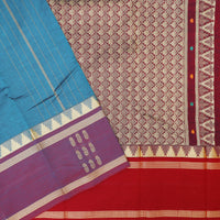 Blue With Purple Pure  Cotton Saree
