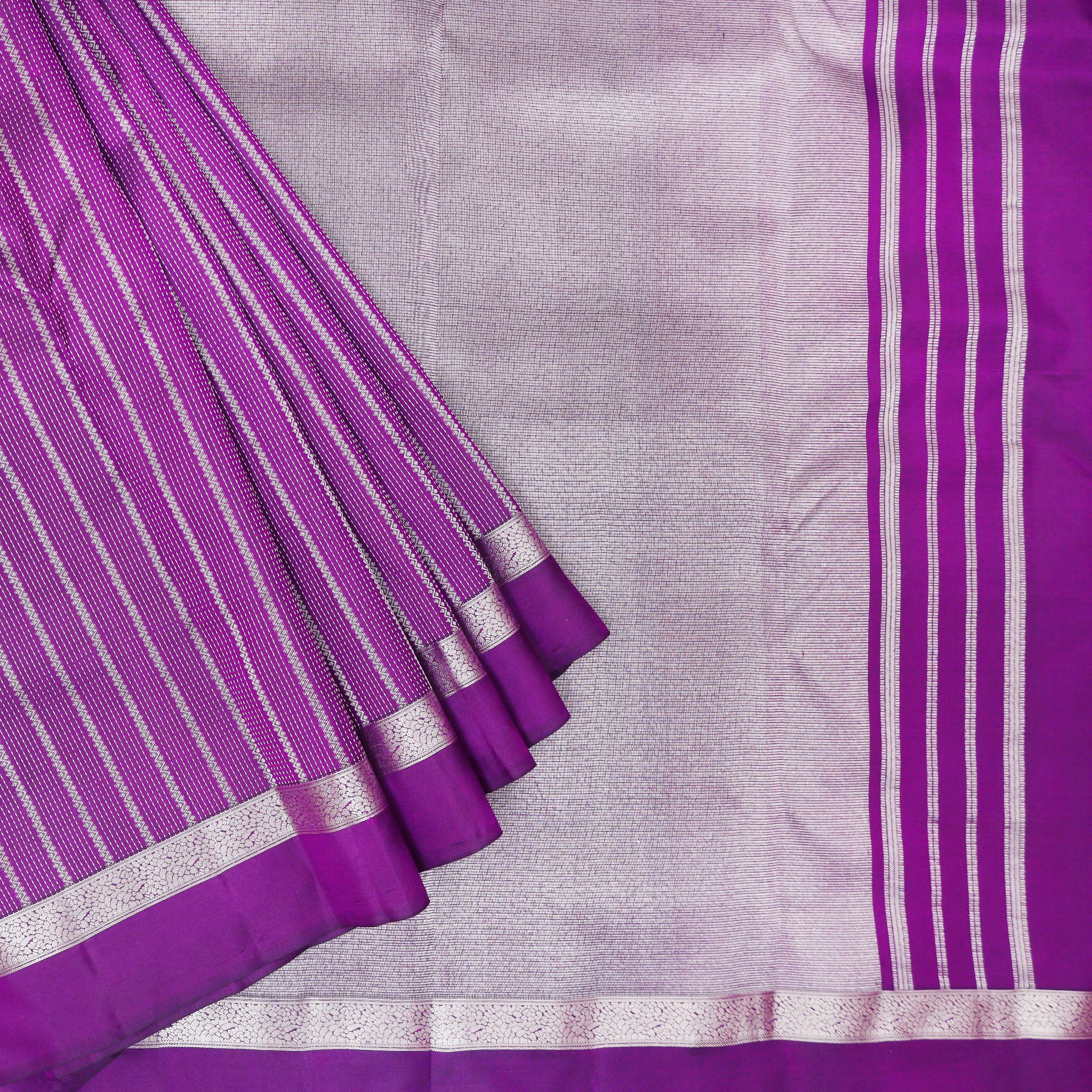 Purple Yuvana Gold Zari Border  Semi Soft Silk Saree