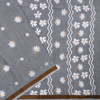 Grey Linen Cotton Saree with Contrast Blouse