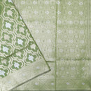 GREEN WITH WHITE  LINEN JACQUARD  SAREES