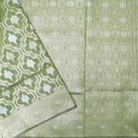 GREEN WITH WHITE  LINEN JACQUARD  SAREES