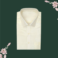 Art Silk  – Men’s Shirt & Dhoti Set  Off -White Colour With Gold  Zari Border