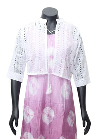 Lavender with white Printed Ladies Branded Readymade Long Top