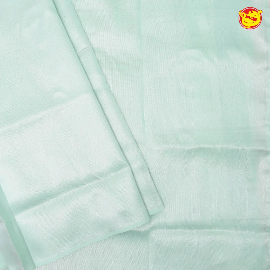 Mint Green Tissue Semi Silk Saree