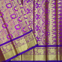 Gold with Purple Border Pure Thirupuvanam Wedding silk saree - Thenianantham