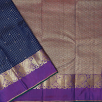 Navy Blue With Purple Gold Zari Yuvana Semi Soft Silk Saree
