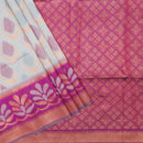 Light Gray With Deep Purple Pochampally Semi Ikat Silk Saree