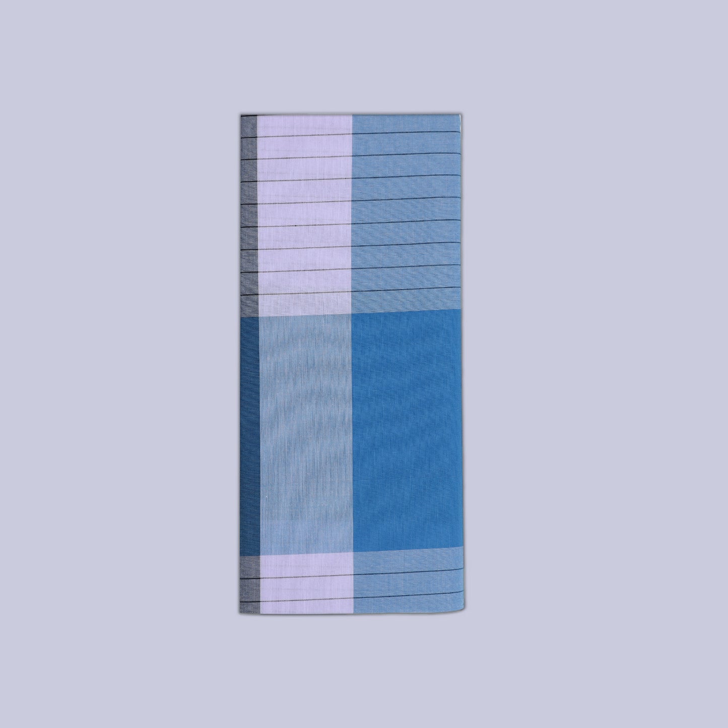 Men’s Blue With Light Blue Checked Cotton Stitched Lungi
