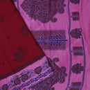 maroon and pink Sungudi Cotton Saree without Blouse