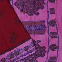 maroon and pink Sungudi Cotton Saree without Blouse